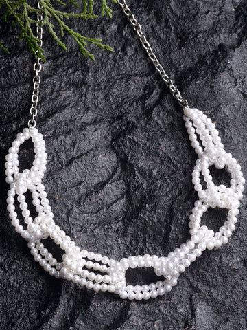 Karatcart White Pearl Studded Choker Necklace for Women