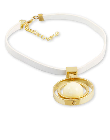 White Leather Heavy Concentric circles Pearl Necklace For Women