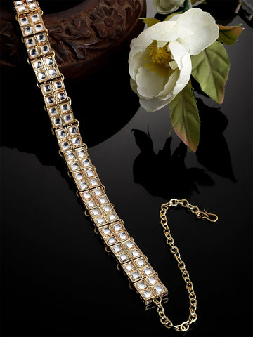 Women White & Gold-Plated Embellished Hairband