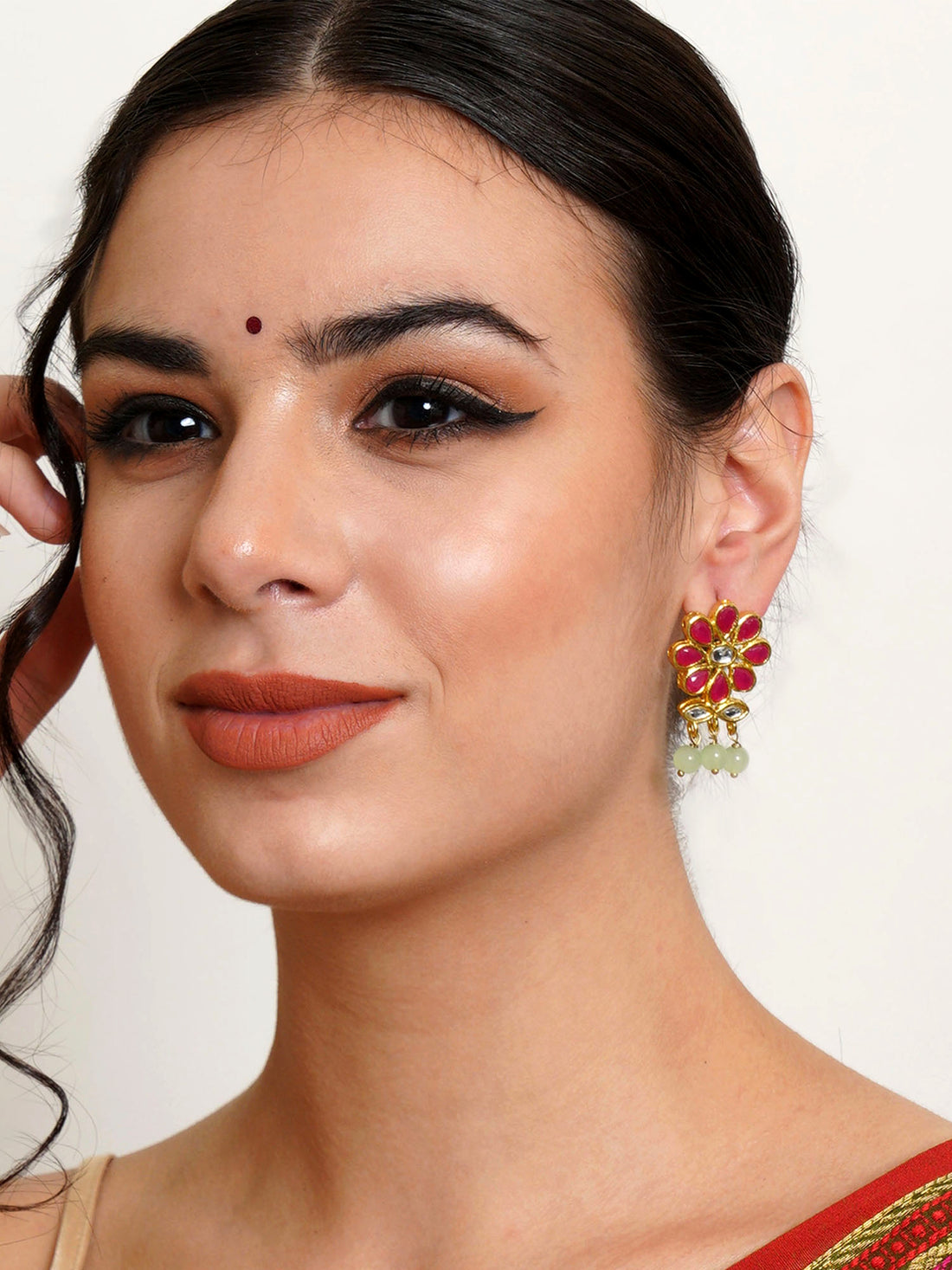 Karatcart Set of 4 Handcrafted Kundan Earrings Combo for Women