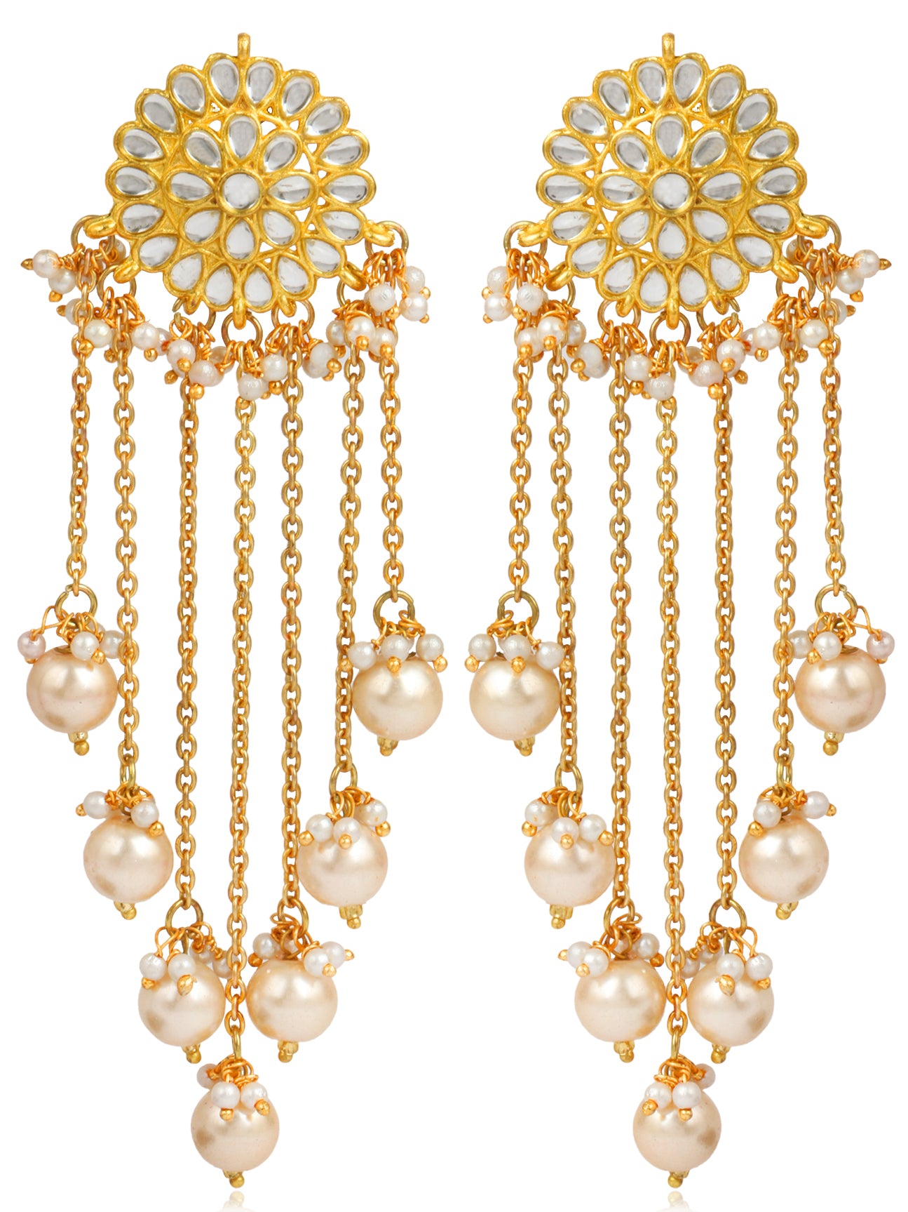 Designer GoldPlated Pearl Tassel Earrings