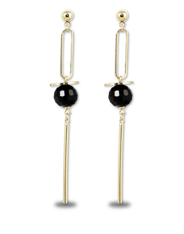 Metal Gold Black Crystal Dangler Earrings