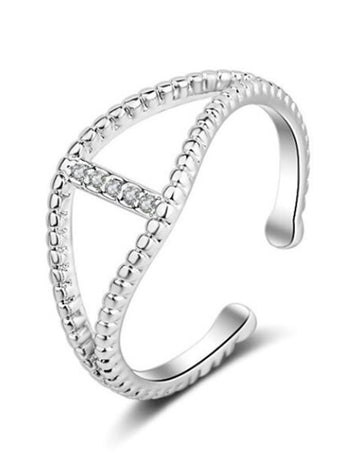 Platinum Plated Elegant Austrian Crystal Adjustable Ring