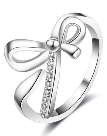 Platinum Plated Elegant Austrian Crystal Adjustable Ring