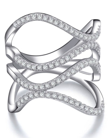 Platinum Plated Elegant Austrian Crystal Adjustable Ring