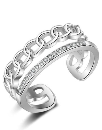 Platinum Plated Elegant Austrian Crystal Adjustable Ring