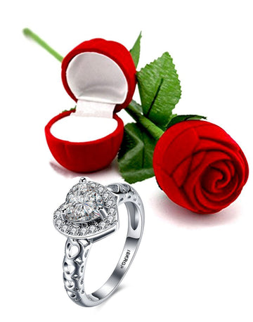 Valentine Gift by Karatcart Platinum Plated Elegant Austrian Crystal Designer Ring for Women