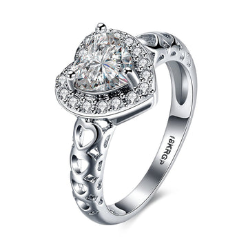 Platinum Plated Elegant Austrian Crystal Exclusive Royal Heart Ring