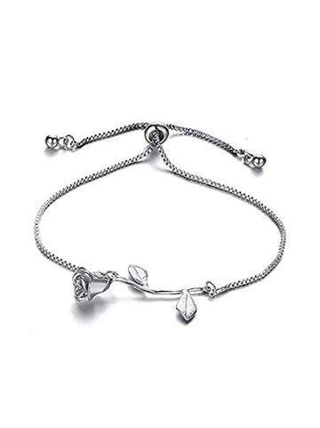 Karatcart Platinum Plated Rose Shape Charm Bracelet