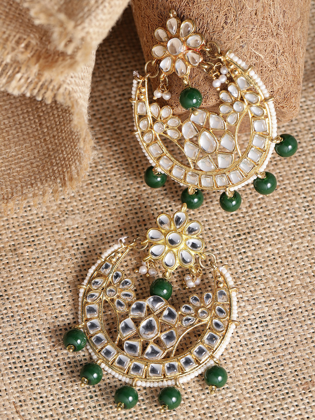 karatcart Gold Plated Chandbali Hook Dangler Earrings with Maangtikka