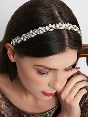 Women Silver-Toned Embellished Hairband