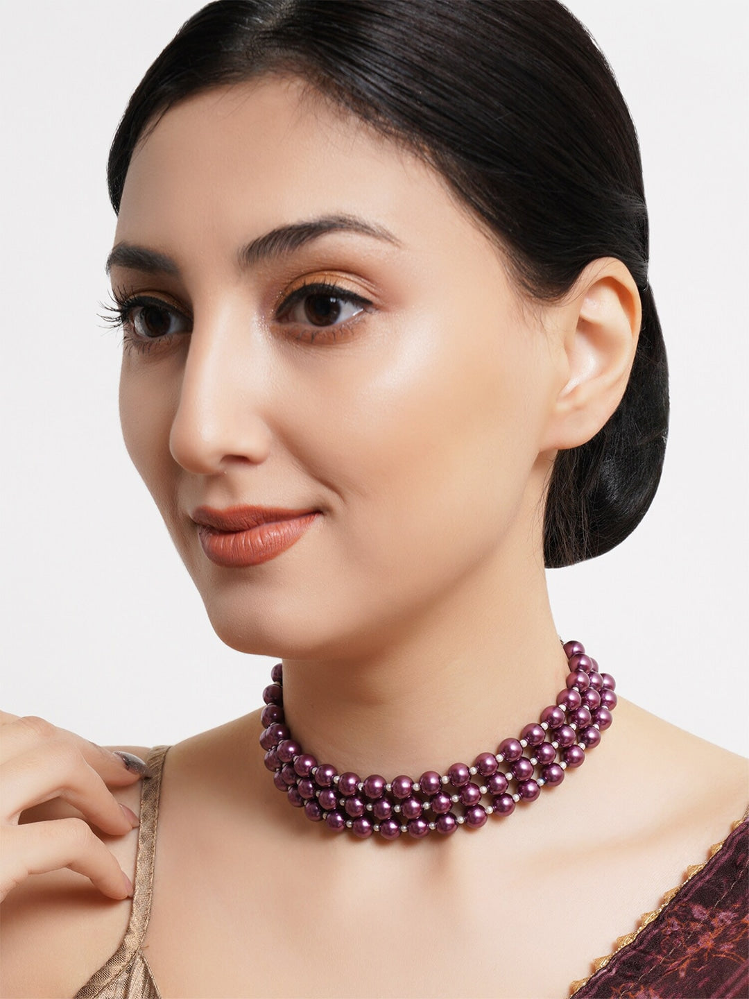 Purple Beaded Choker Necklace