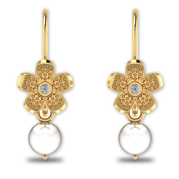 GoldPlated 925 Sterling Silver Pearl Drop Stud Earrings For Women