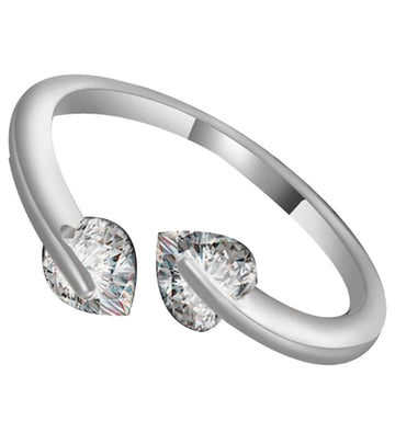 Karatcart Platinum Plated Trendy Elegant Austrian Crystal Heart Cut Adjustable Ring