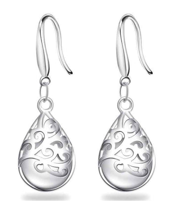 Platinum Plated Austrian Crystal Drop Earrings