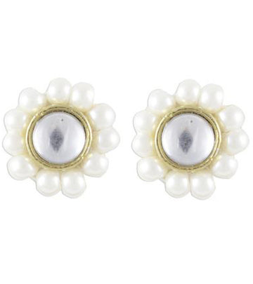 Karatcart Green Beads Stud Earrings (White)
