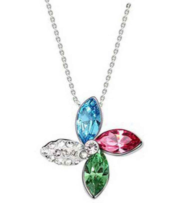 Platinum Plated Multicolour Austrian Crystal Pendant
