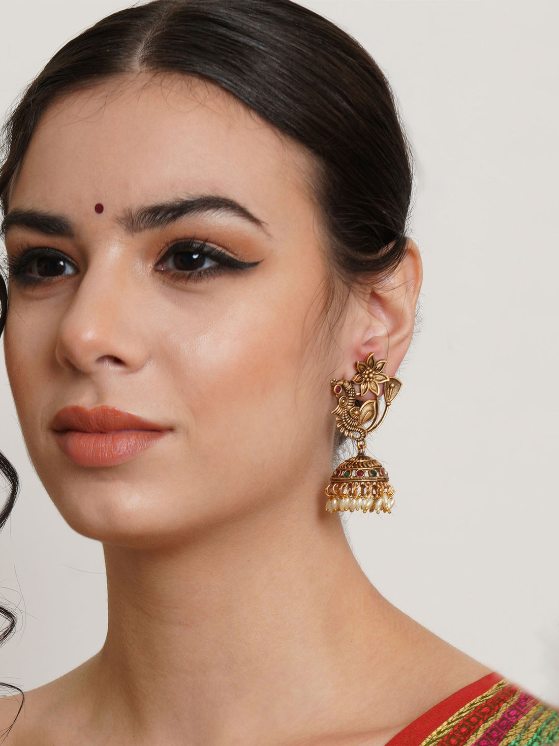 Karatcart Gold Plated Peacock Shape Jhumki for Women