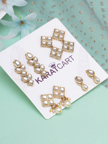 Karatcart Set of 4 Handcrafted Kundan Earrings Combo for Women