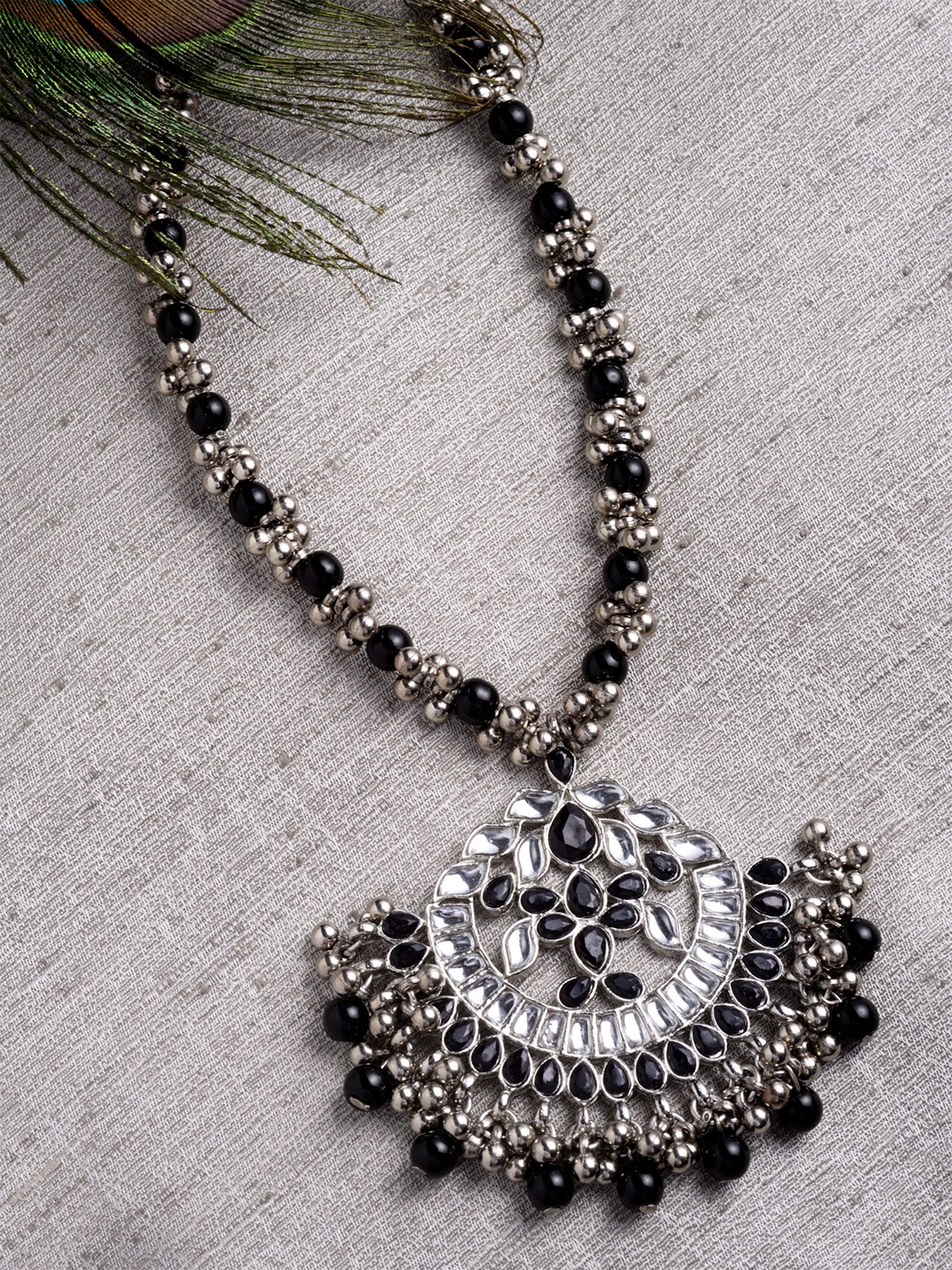 Oxidised long necklace