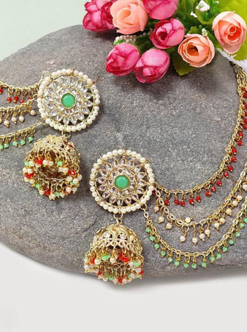 Karatcart proudly presents our exclusive collection of handcrafted Kundan Earrings. We have Chand balis, dangler earrings, earrings with tassels, earrings with Red, green & black Meena.