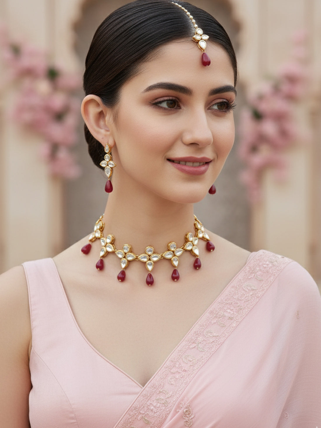 Karatcart Gold-Plated Handcrafted Kundan Necklace Set