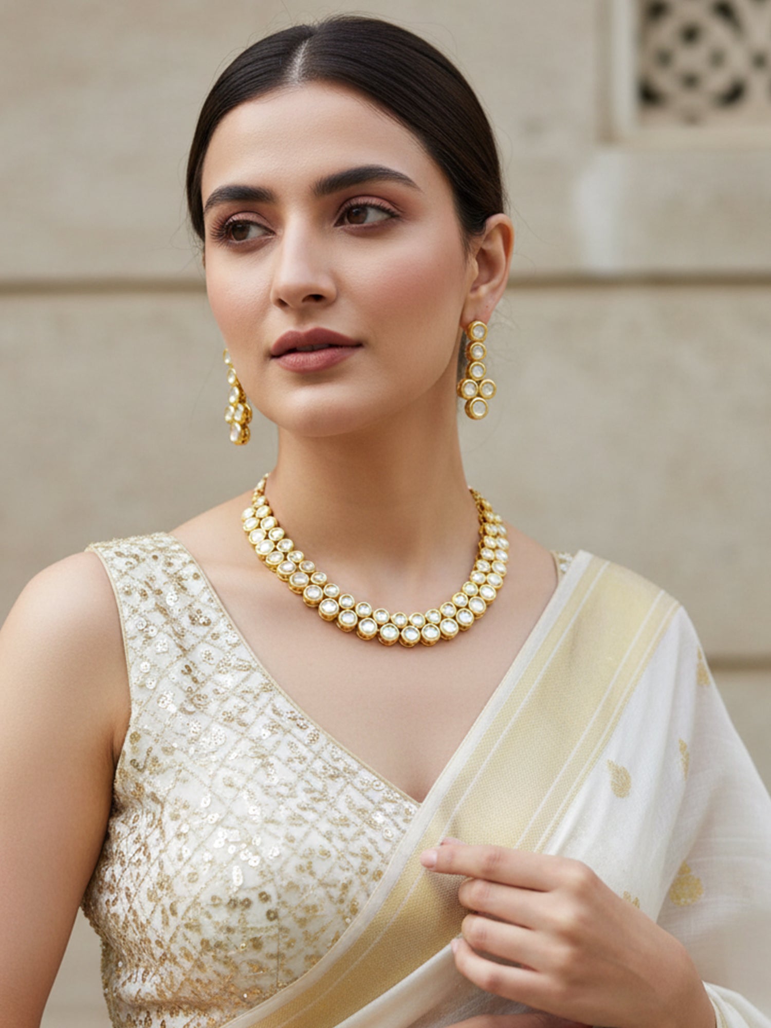 Kundan Double layer Necklace Set