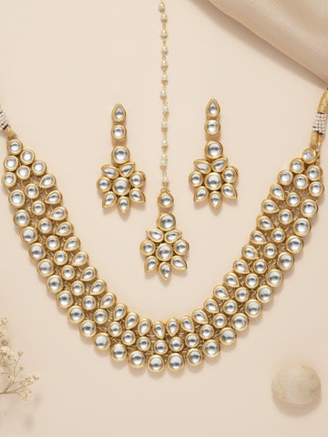 Karatcart 22K GoldPlated Antique origings Kundan Necklace Set For Women