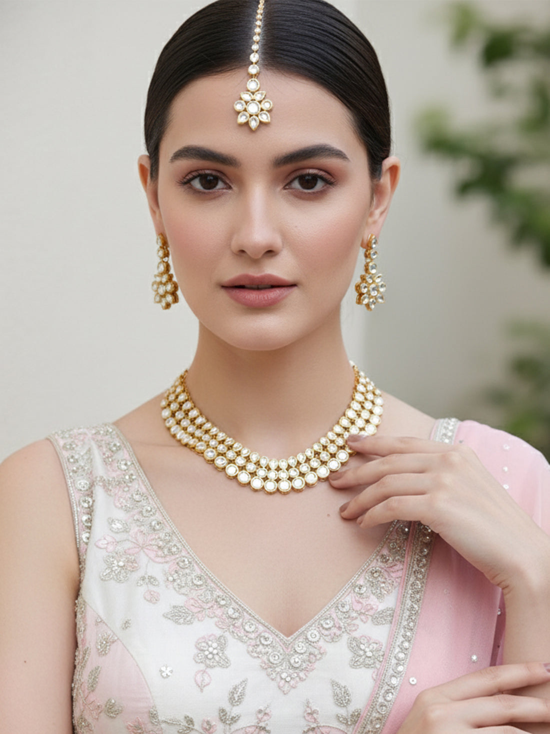 Karatcart 22K GoldPlated Antique origings Kundan Necklace Set For Women