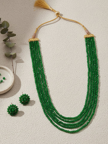 Light Green Crystal Beads Multi-Strand Necklace Set