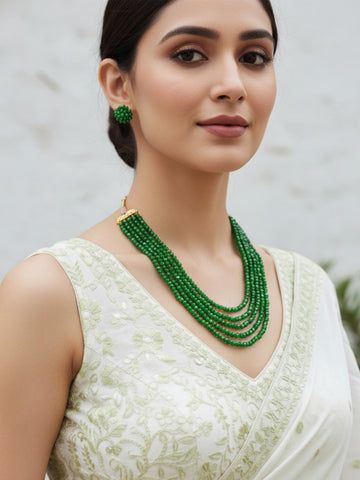 Light Green Crystal Beads Multi-Strand Necklace Set