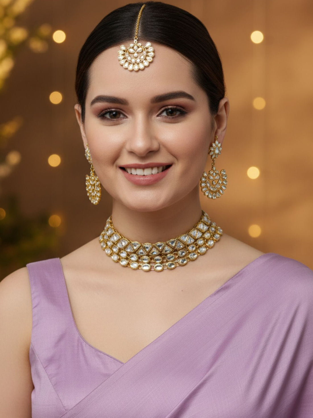Karatcart Traditional Kundan Choker Necklace Set