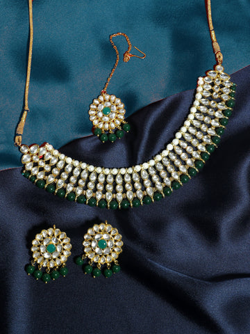 Kundan Dark Green Choker Necklace Set