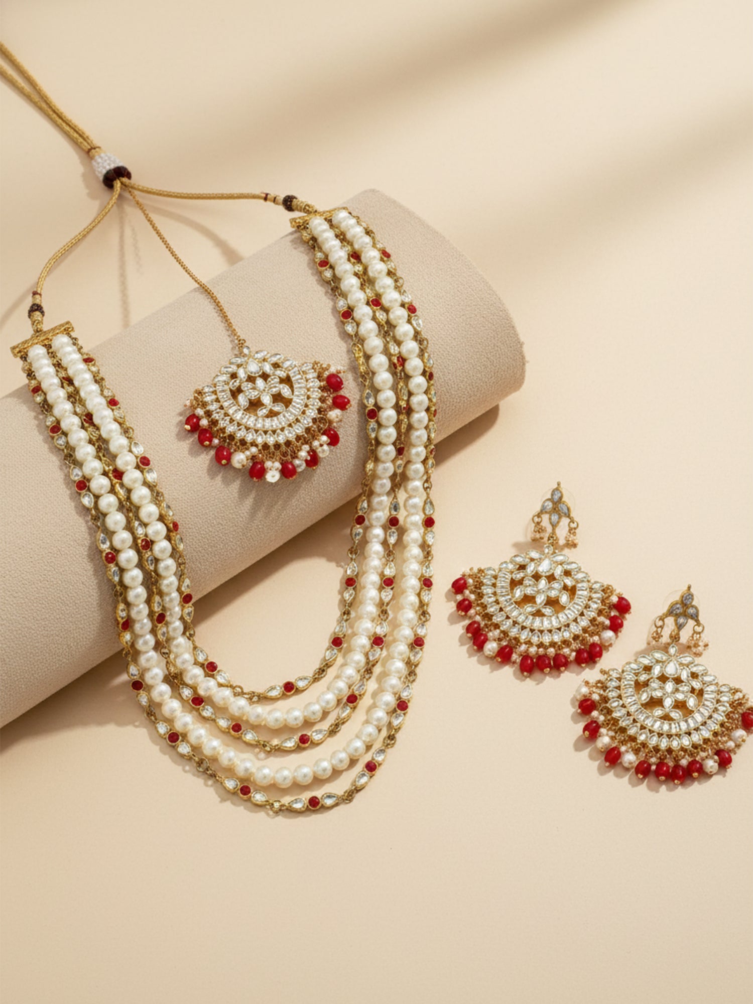 Pearl and Kundan Multilayered Rani Haar Set