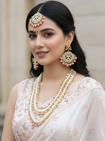 Pearl and Kundan Multilayered Rani Haar Set
