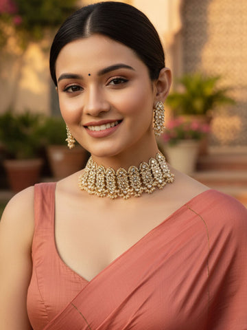 Gold-Plated Kundan Studded Choker Jewellery Set