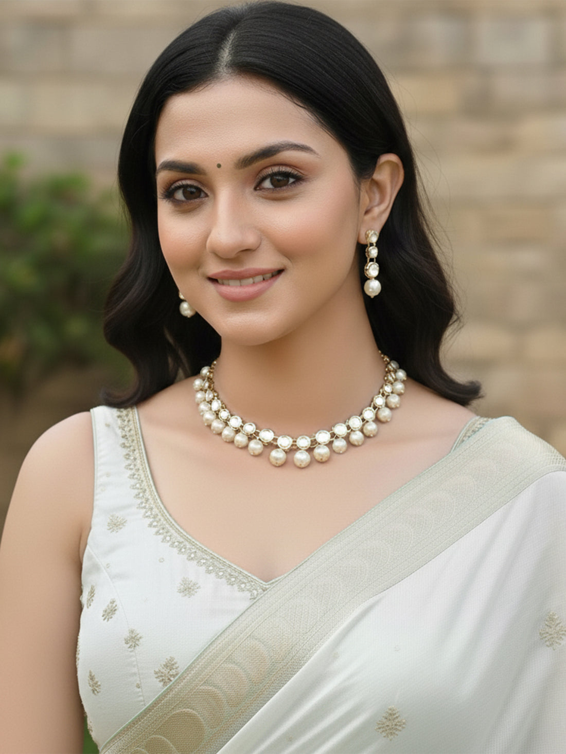 Karatcart Gold Plated Pearl and Kundan Jewellery Set for Women