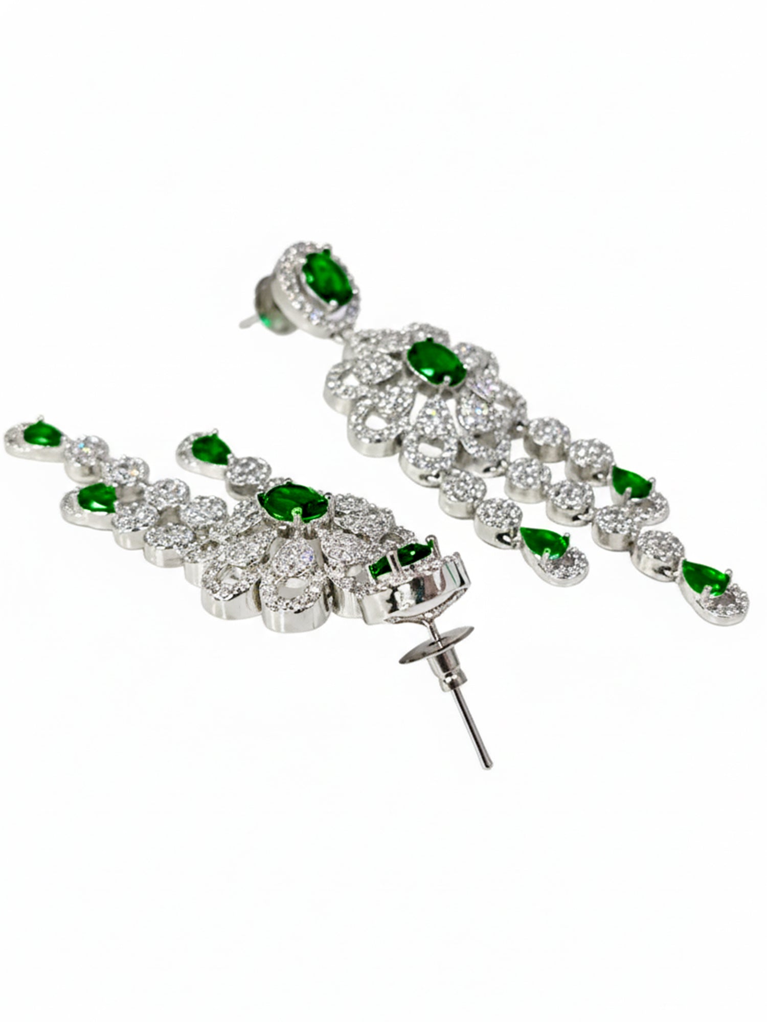 KARATCART Glamorous Green American Diamond Studded Floral Jewellery Set for Women - view 5