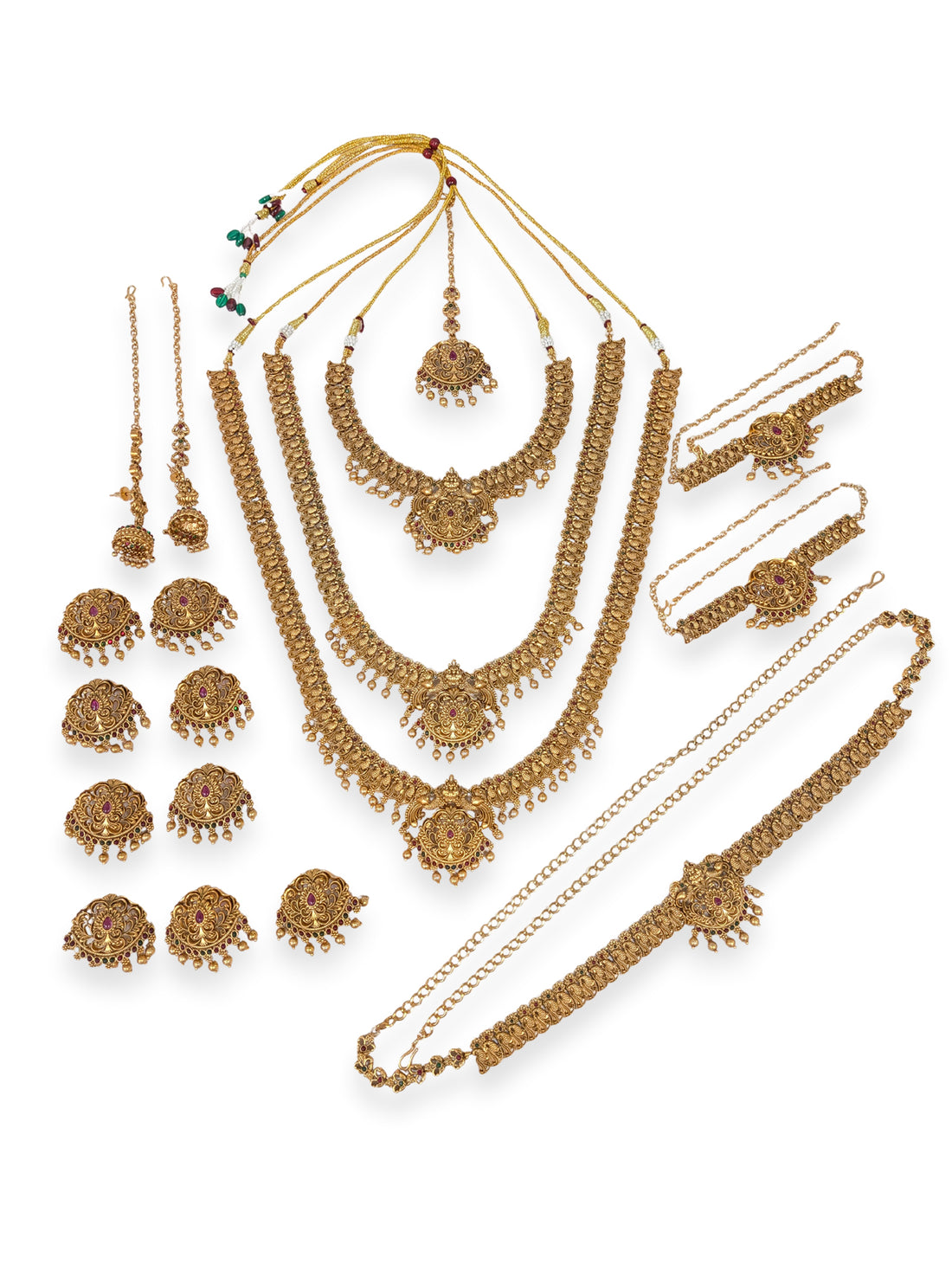 KARATCART Traditional Gold-Plated Lakshmi Mata Temple Bridal Jewellery Set for Women