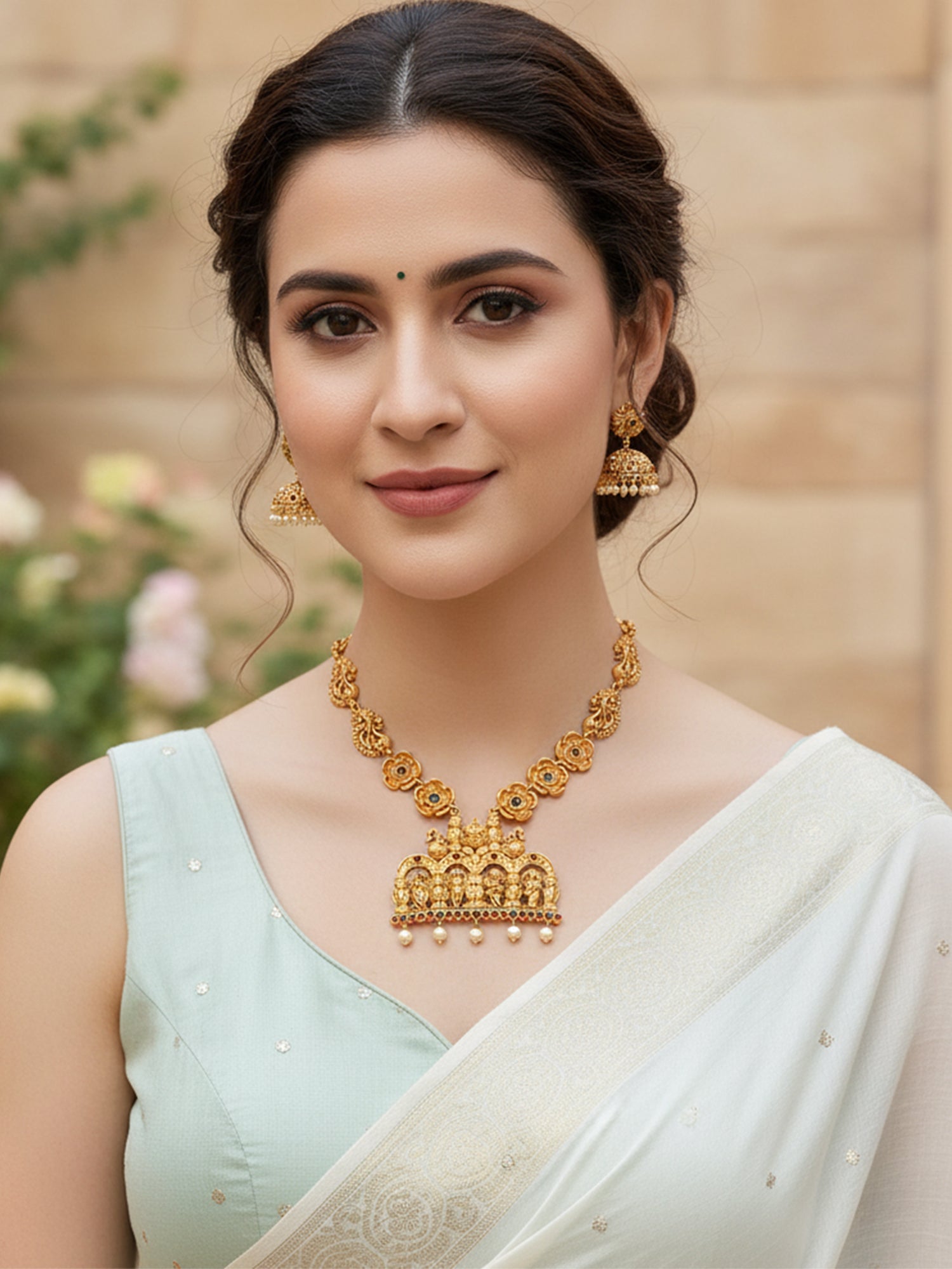 Karatcart Gold Plated Rani Haar Temple Jewellery Set for Women