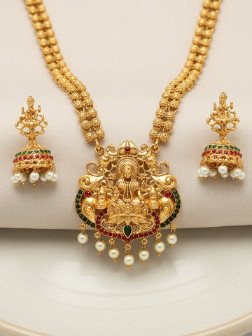 Karatcart Gold Plated Laxmi Mata Rani Haar Temple Jewellery Set for Women