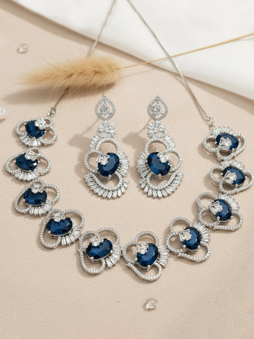 Karatcart Blue Cubic Zirconia Stone Studded Jewellery Set for Women