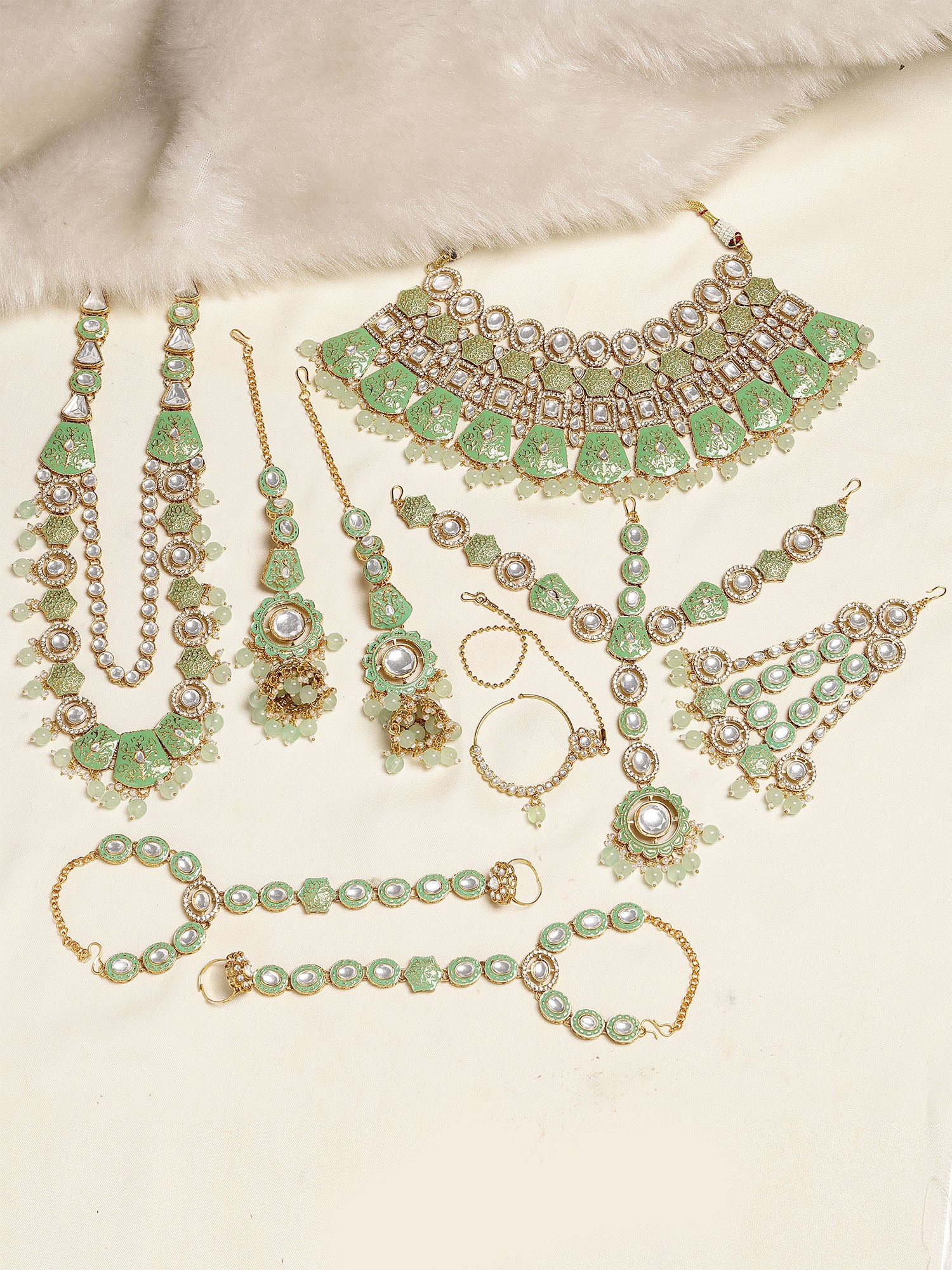 Karatcart Gold Plated Lime Green Enamel Ethnic Indian Traditional Kund