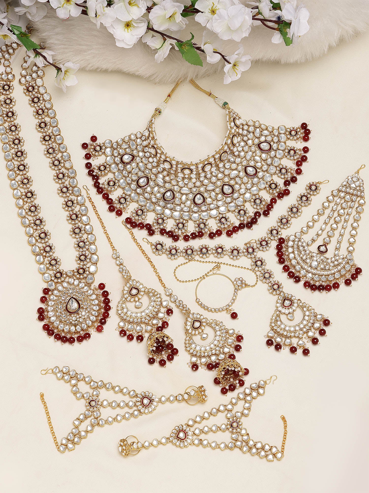 Rani Haar Dulhan Set Golden Karatcart Gold Plated Red Enamel