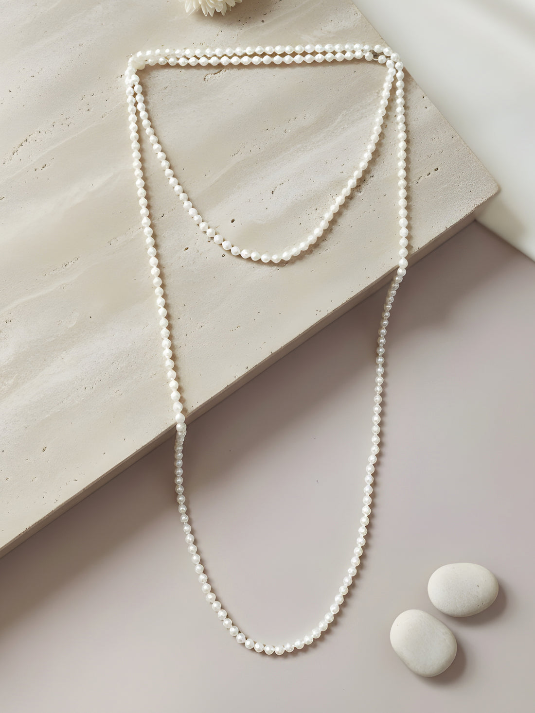 KARATCART Designer Handcrafted White Pearl Beaded Necklace for Women