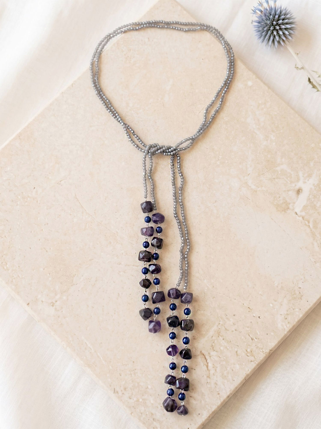 KARATCART Designer Grey Crystal and Stone Necklace for Women