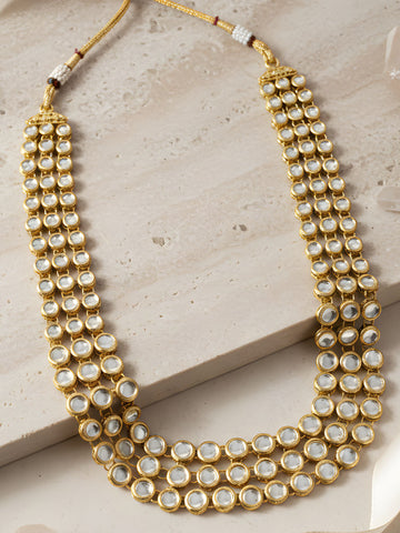 Traditional Gold Plated Kundan Maharaja Moti Mala for Men