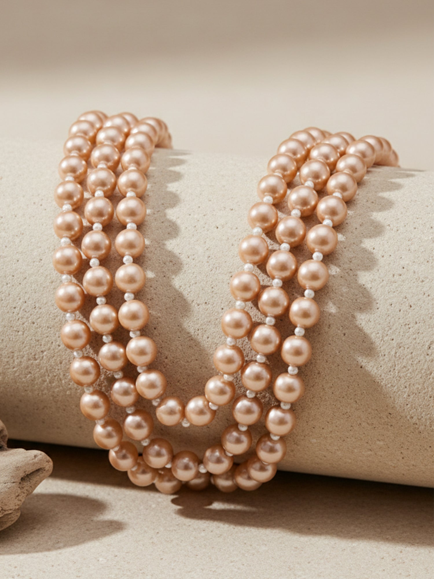 Rose Gold Pearl Beaded Choker Necklace