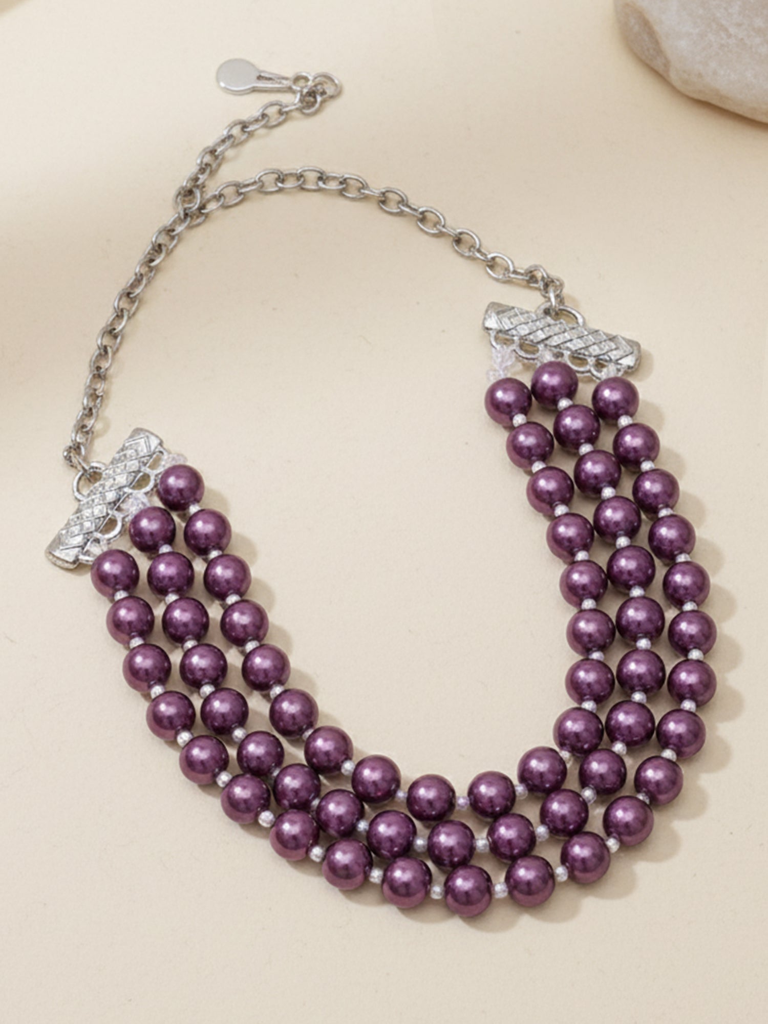 Purple Beaded Choker Necklace