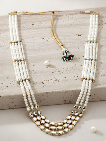 Karatcart Gold Plated Pearl Maharaja Haar Groom Necklace for Men